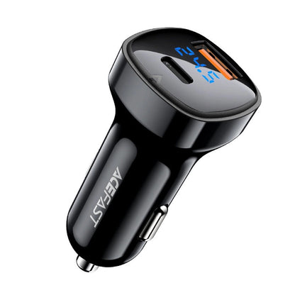 Bil laddare Acefast B4, 66W, 3A, 1 x USB-A - 1 x USB-C, Svart