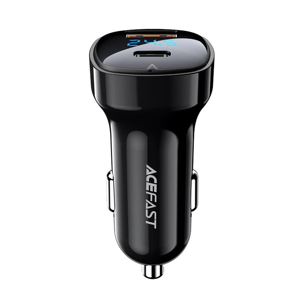 Bil laddare Acefast B4, 66W, 3A, 1 x USB-A - 1 x USB-C, Svart