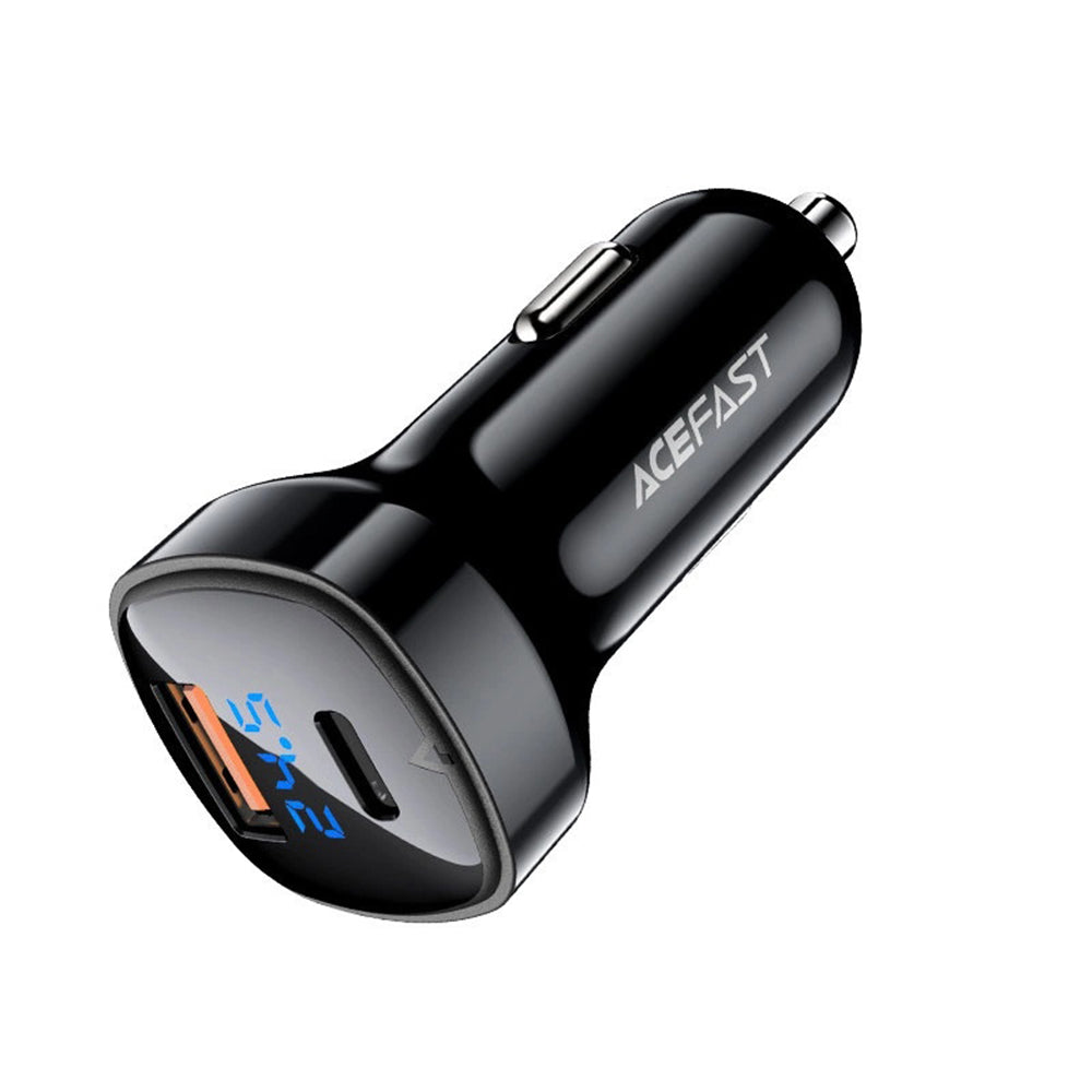 Bil laddare Acefast B4, 66W, 3A, 1 x USB-A - 1 x USB-C, Svart