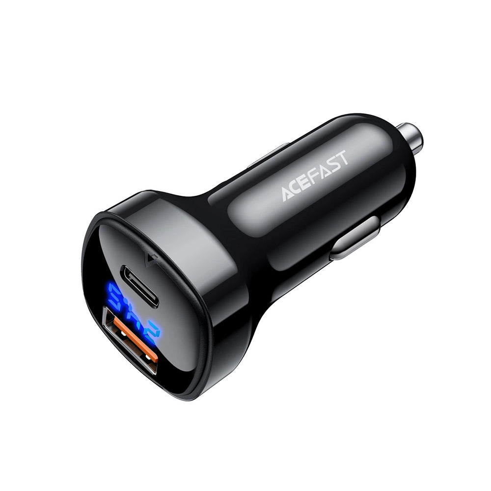 Bil laddare Acefast B4, 66W, 3A, 1 x USB-A - 1 x USB-C, Svart