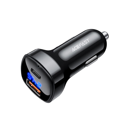 Bil laddare Acefast B4, 66W, 3A, 1 x USB-A - 1 x USB-C, Svart