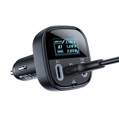 Bil laddare Acefast B5 Display, 101W, 5A, 1 x USB-A - 2 x USB-C, Svart