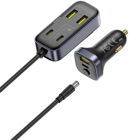 Bil laddare Baseus BackseatPal L1, 110W, 3A, 3 x USB-A - 3 x USB-C, Svart C00081100121-00
