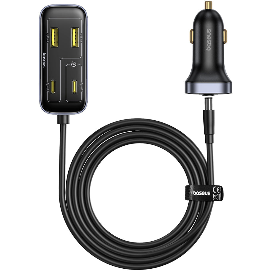 Bil laddare Baseus BackseatPal L1, 110W, 3A, 3 x USB-A - 3 x USB-C, Svart C00081100121-00