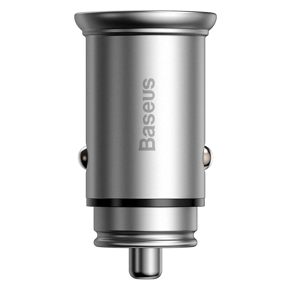 Bil laddare Baseus Circular Metal, 30W, 5A, 1 x USB-A - 1 x USB-C, Grå