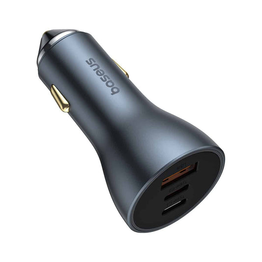Baseus Golden Contactor Pro Car Charger, 65W, 3A, 1 x USB-A - 2 x USB-C, Gray C00035202841-00