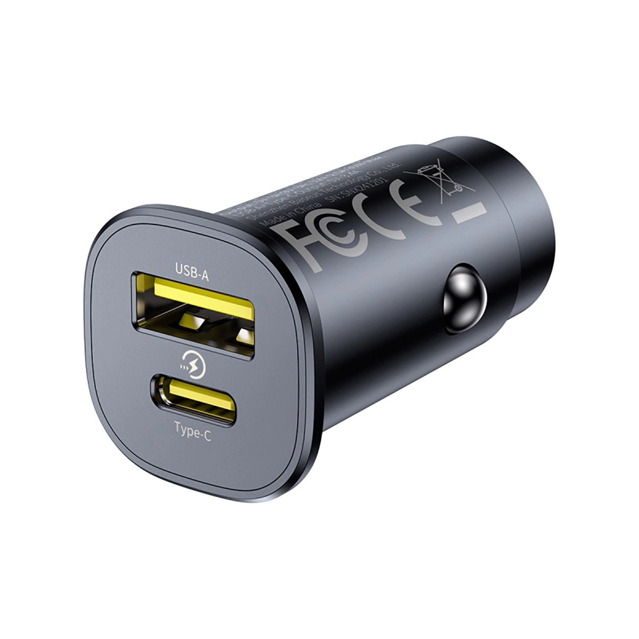 Bil laddare Baseus GoTrip, 30W, 3A, 1 x USB-A - 1 x USB-C, Svart