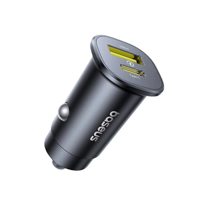 Bil laddare Baseus GoTrip, 30W, 3A, 1 x USB-A - 1 x USB-C, Svart