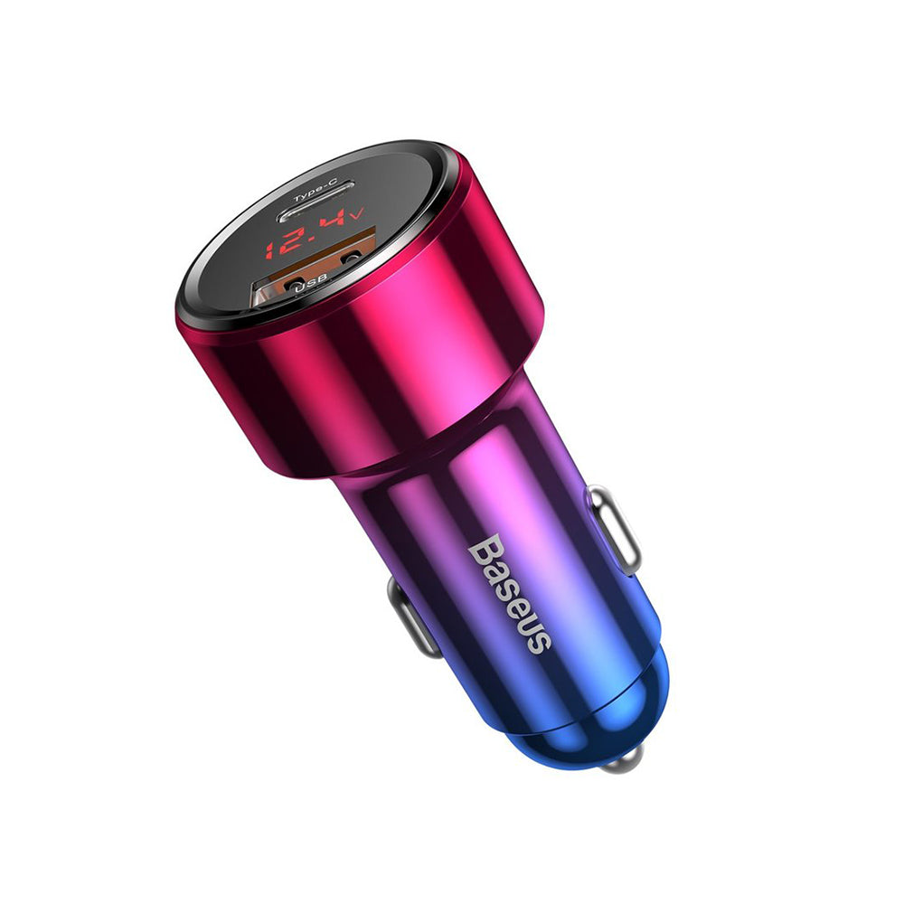Bil laddare Baseus Magic Display Series, 45W, 5A, 1 x USB-A - 1 x USB-C, Flerfärgad CCMLC20C-09