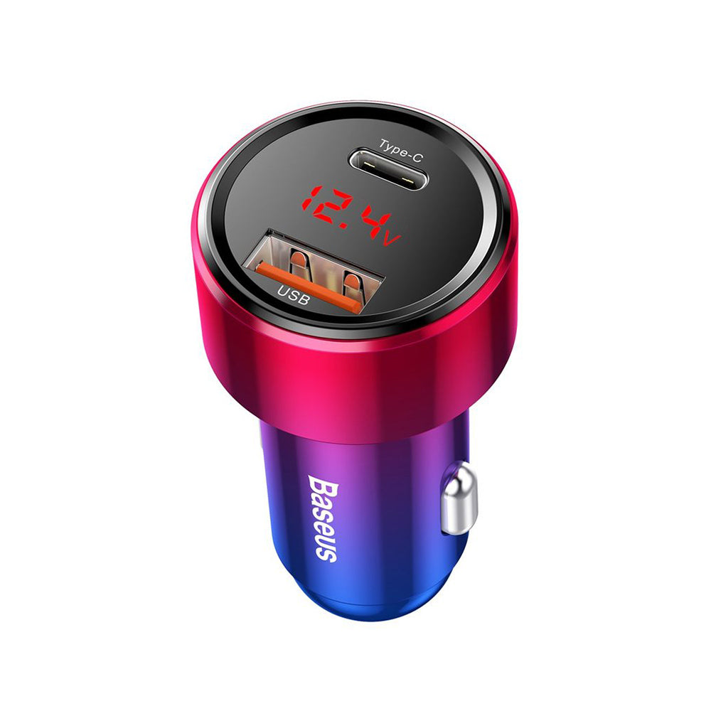 Bil laddare Baseus Magic Display Series, 45W, 5A, 1 x USB-A - 1 x USB-C, Flerfärgad CCMLC20C-09