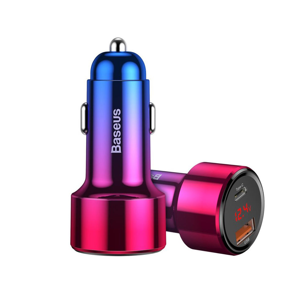 Bil laddare Baseus Magic Display Series, 45W, 5A, 1 x USB-A - 1 x USB-C, Flerfärgad CCMLC20C-09