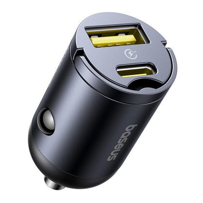 Bil laddare Baseus Tiny Star, 30W, 3A, 1 x USB-A - 1 x USB-C, Svart C00035001121-02