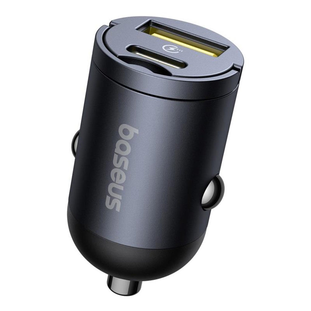 Bil laddare Baseus Tiny Star, 30W, 3A, 1 x USB-A - 1 x USB-C, Svart C00035001121-02