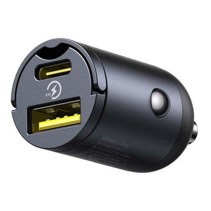 Bil laddare Baseus Tiny Star, 30W, 3A, 1 x USB-A - 1 x USB-C, Svart C00035001121-02