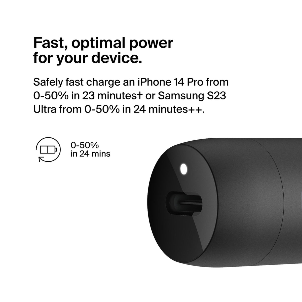 Belkin BoostCharge Billaddare, 30W, 3A, 1 x USB-C, Svart CCA004btBK