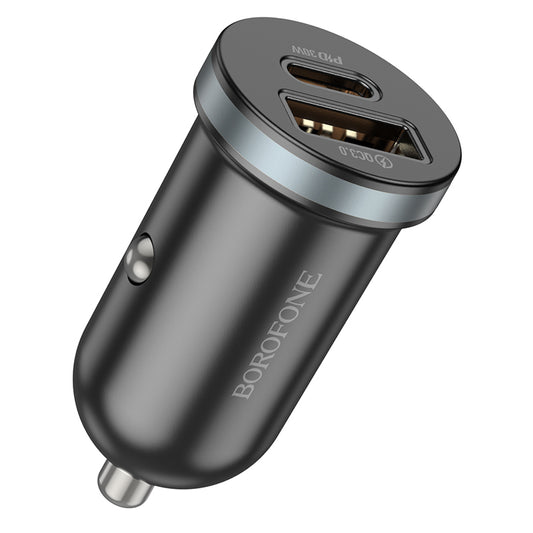 Billaddare Borofone BZ22 Scenery, 30W, 3A, 1 x USB-A - 1 x USB-C, Svart 