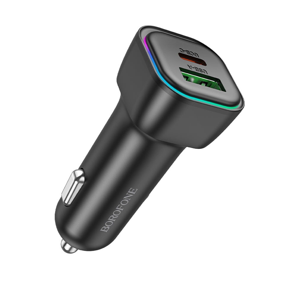 Bil laddare Borofone BZ28A Trophie, 30W, 3A, 1 x USB-A - 1 x USB-C, Svart