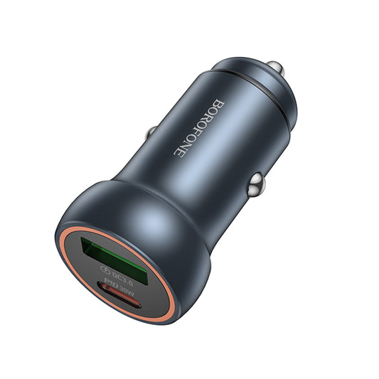 Bil laddare Borofone BZ32A Fresh, 30W, 3A, 1 x USB-A - 1 x USB-C, Grå