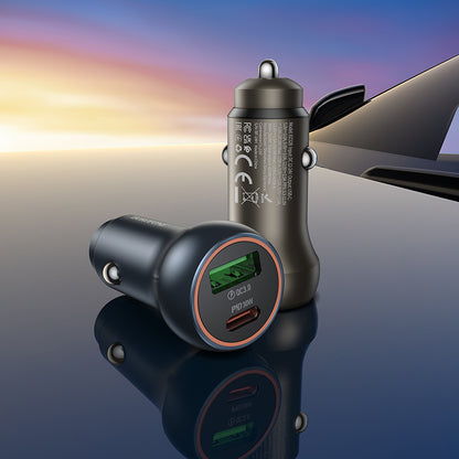 Bil laddare Borofone BZ32B Fresh, 48W, 3A, 1 x USB-A - 1 x USB-C, Grå