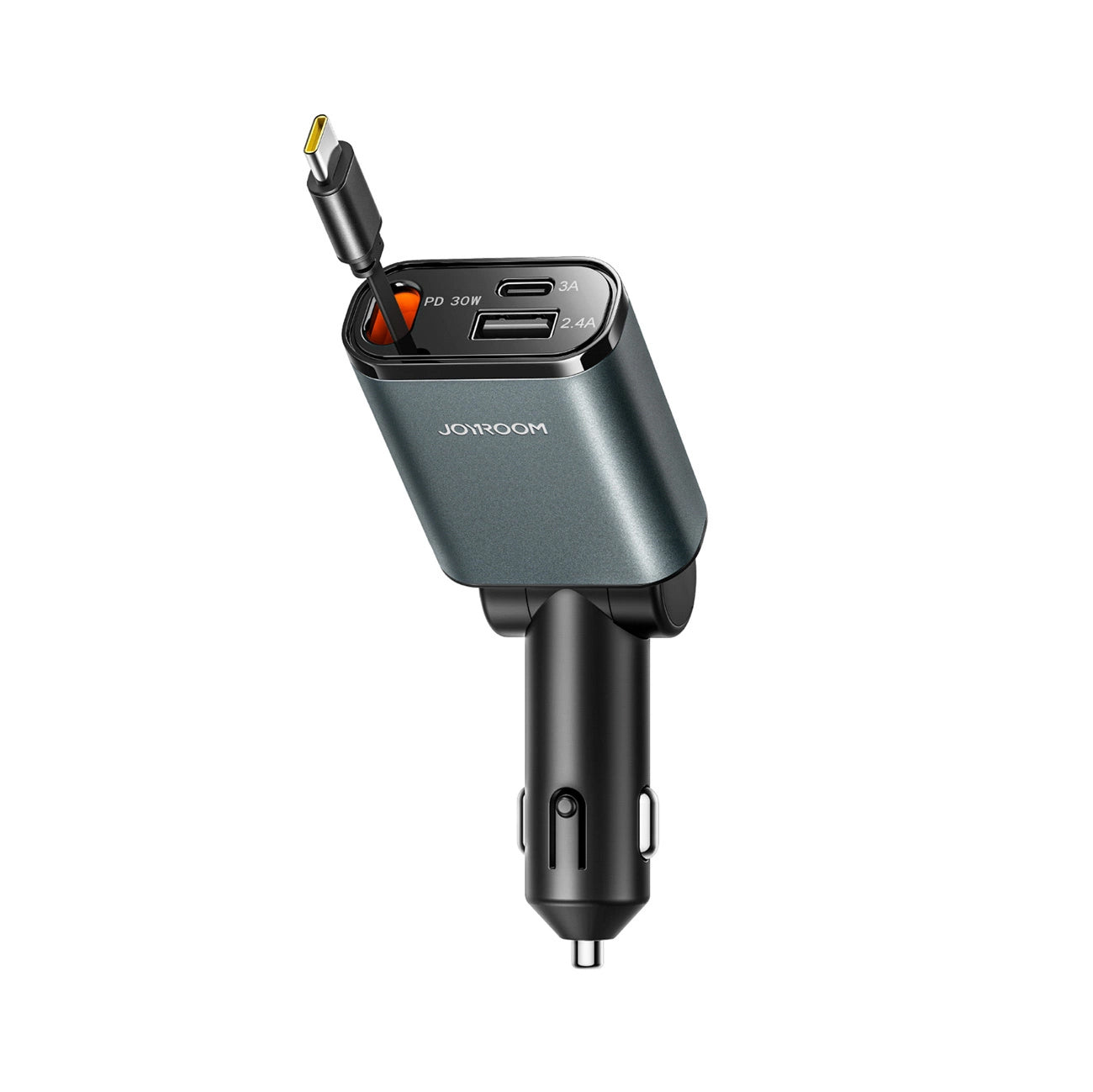 Bil laddare med USB-C kabel Joyroom JR-CCL07, 30W, 3A, 1 x USB-A - 1 x USB-C, Grå