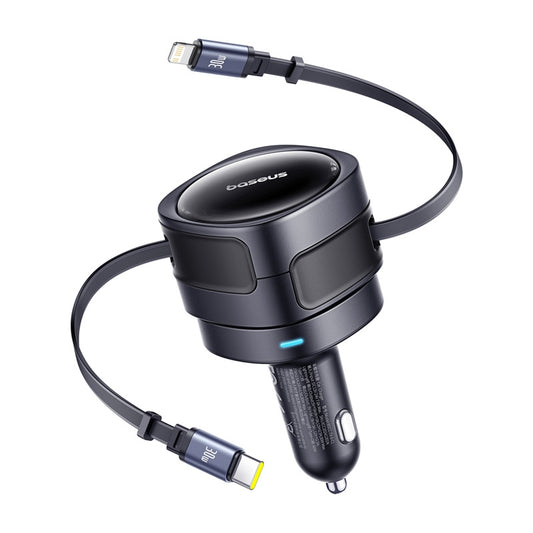 Bil laddare med USB-C / Lightning-kabel Baseus Enjoyment Max, 60W, 3A, Svart C00035507121-00