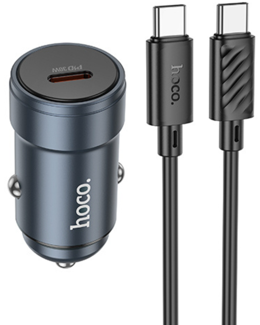 Billaddare med USB-C-kabel HOCO Z57, 30W, 3A, 1 x USB-C, Grå