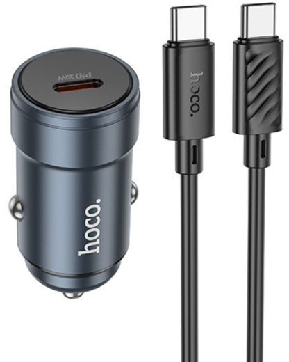 Billaddare med USB-C-kabel HOCO Z57, 30W, 3A, 1 x USB-C, Grå