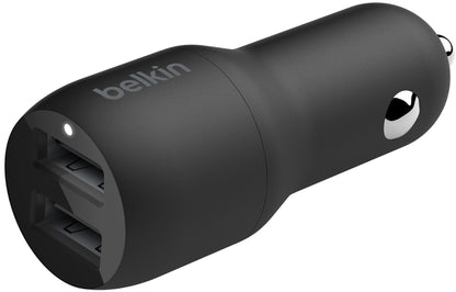 Bil-laddare med USB-C-kabel Belkin BoostCharge Dual, 24W, 2.4A, 2 x USB-A, svart CCE001bt1MBK
