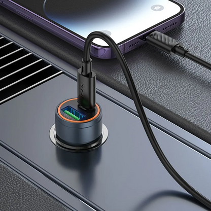 Bil laddare med Lightning-kabel HOCO Z57A, 30W, 3A, 1 x USB-A - 1 x USB-C, Grå