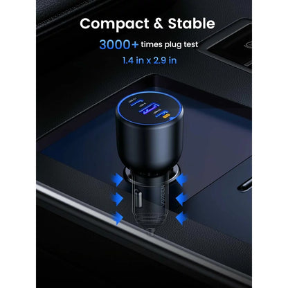 Billaddare med USB-C-kabel UGREEN CD293, 130W, 5A, 1 x USB-A - 2 x USB-C, Svart 