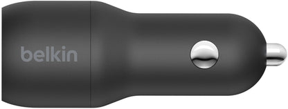 Bil-laddare med Lightning-kabel Belkin BoostCharge Dual, 24W, 2.4A, 2 x USB-A, svart CCD001bt1MBK