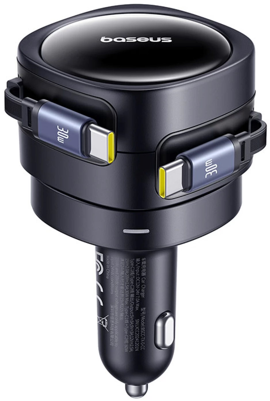 Baseus Enjoyment Max billaddare med USB-C-kabel, 60 W, svart C00035507121-01