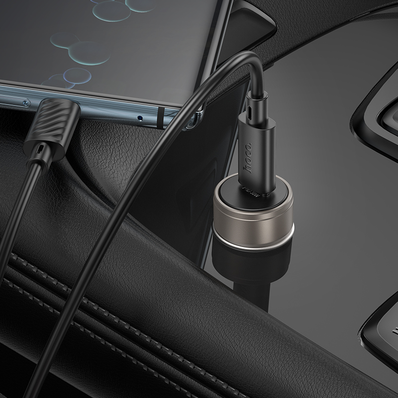 Billaddare med USB-C-kabel HOCO Z57, 30W, 3A, 1 x USB-C, Grå