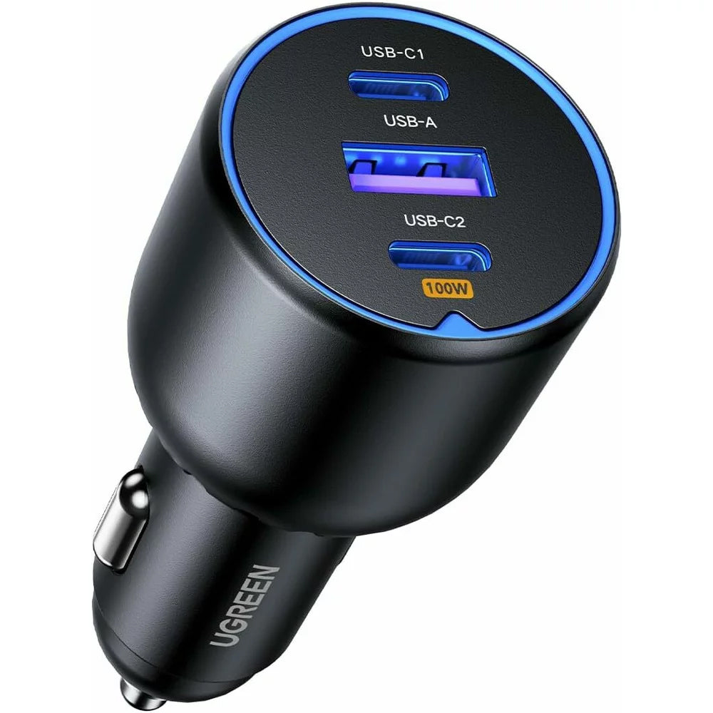 Billaddare med USB-C-kabel UGREEN CD293, 130W, 5A, 1 x USB-A - 2 x USB-C, Svart 