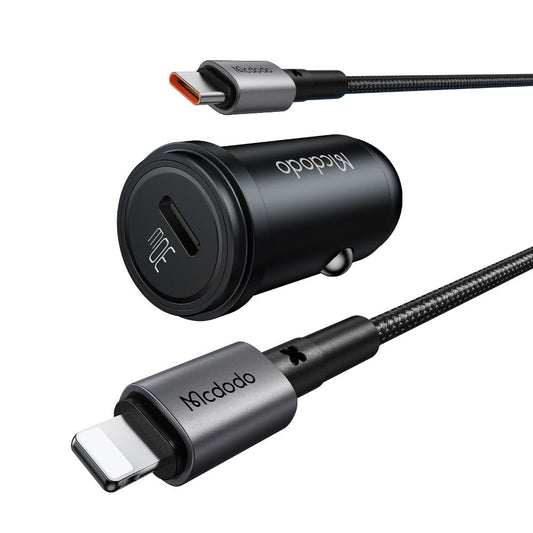 Bil laddare med Lightning-kabel McDodo CC-7492 Obsidian, 30W, 3A, 1 x USB-C, Svart