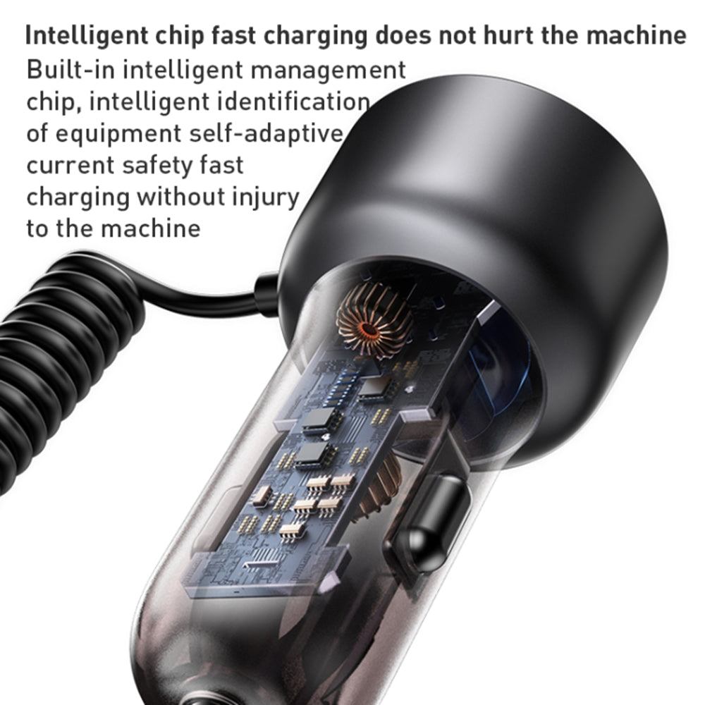 Bil laddare med USB-C / Lightning-kabel Yesido Y58 Display, 60W, 3A, 1 x USB-A - 1 x USB-C, Grå