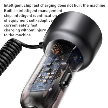 Bil laddare med USB-C / Lightning-kabel Yesido Y58 Display, 60W, 3A, 1 x USB-A - 1 x USB-C, Grå