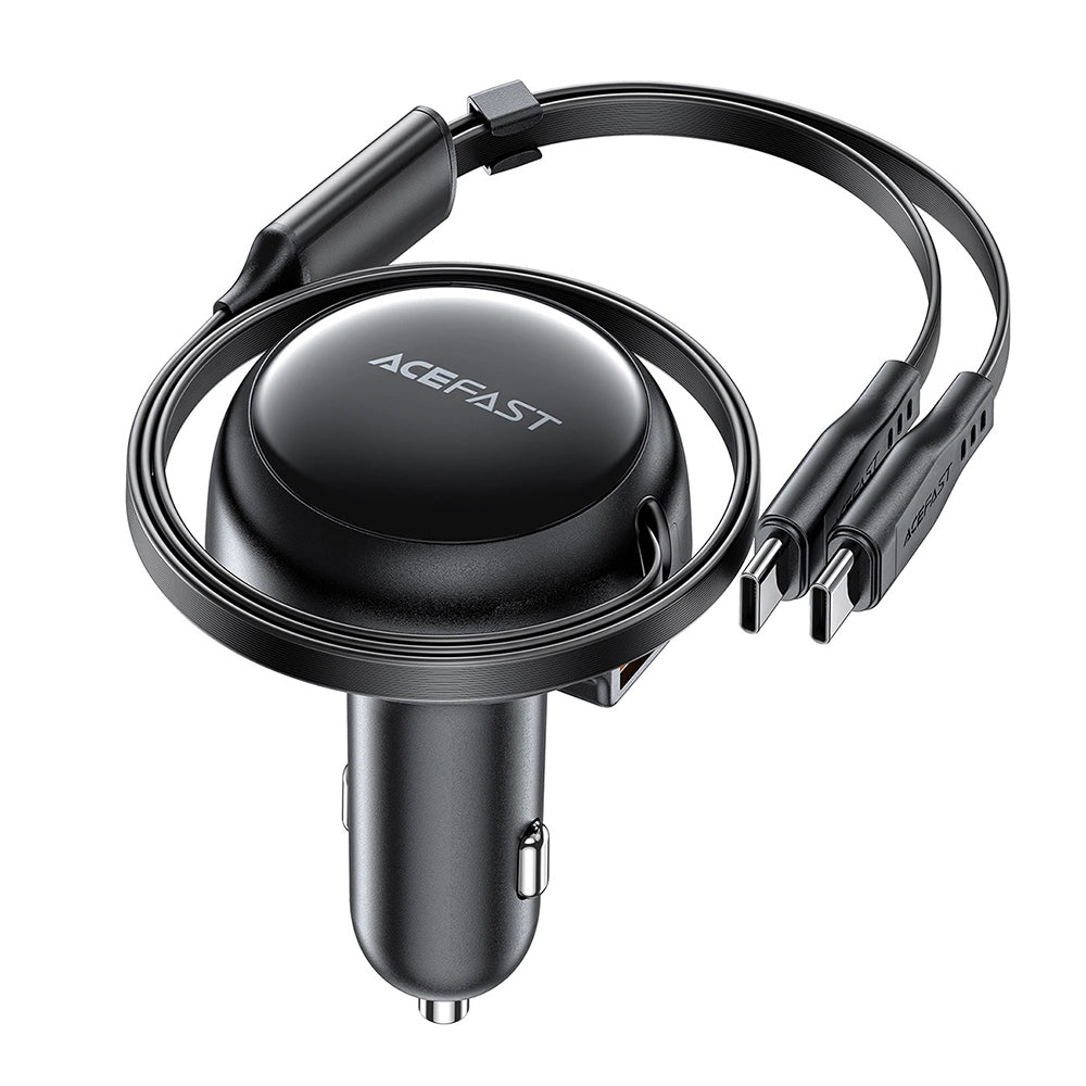 Bil laddare med USB-C kabel Acefast B13, 53W, 3A, 1 x USB-A, Svart