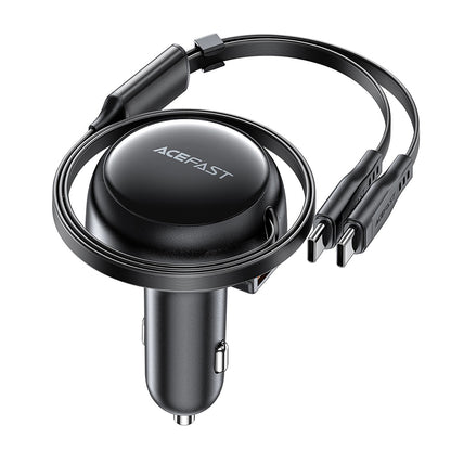 Bil laddare med USB-C kabel Acefast B13, 53W, 3A, 1 x USB-A, Svart