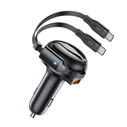 Bil laddare med USB-C kabel Acefast B13, 53W, 3A, 1 x USB-A, Svart