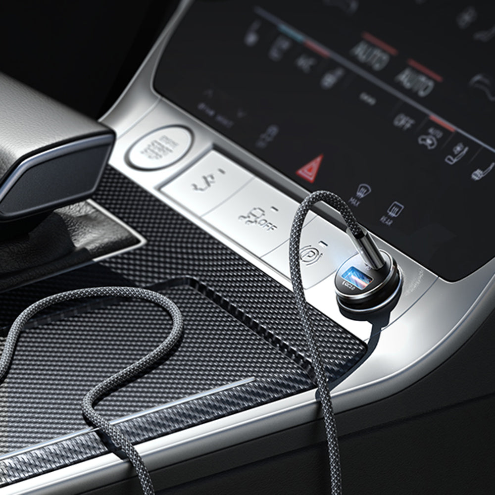 Bil laddare med USB-C kabel Lisen, 83W, 3.25A, 1 x USB-A - 1 x USB-C, Silver YL0223110003