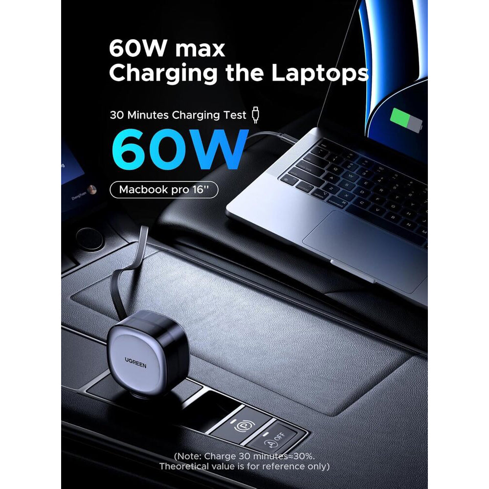 Bil laddare med USB-C-kabel UGREEN EC601, 75W, 3A, 1 x USB-A - 1 x USB-C, Grå