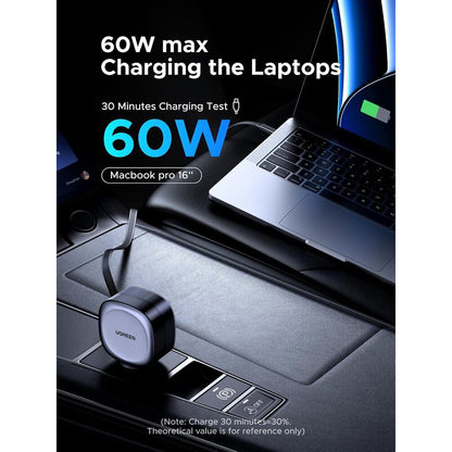 Bil laddare med USB-C-kabel UGREEN EC601, 75W, 3A, 1 x USB-A - 1 x USB-C, Grå