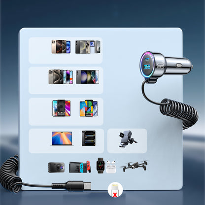 Bil laddare med USB-C kabel Joyroom JR-CL07, 90W, 3A, 1 x USB-A - 1 x USB-C, Svart