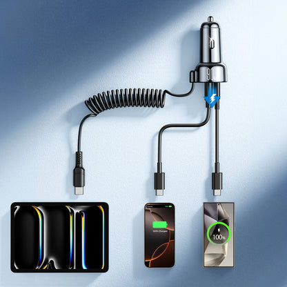 Bil laddare med USB-C kabel Joyroom JR-CL07, 90W, 3A, 1 x USB-A - 1 x USB-C, Svart