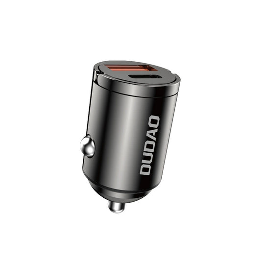 Bil laddare Dudao R3MAX, 48W, 3A, 1 x USB-A - 1 x USB-C, Svart