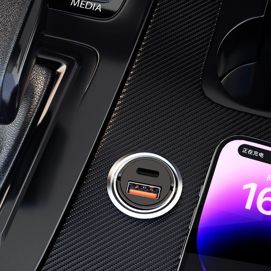 Bil laddare Dudao R3MAX, 48W, 3A, 1 x USB-A - 1 x USB-C, Svart