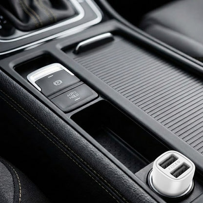 Bil laddare Fixed, 15.5W, 3A, 2 x USB-A, Vit