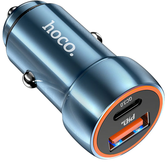 Bil laddare HOCO Z46A, 20W, 3A, 1 x USB-A - 1 x USB-C, Blå