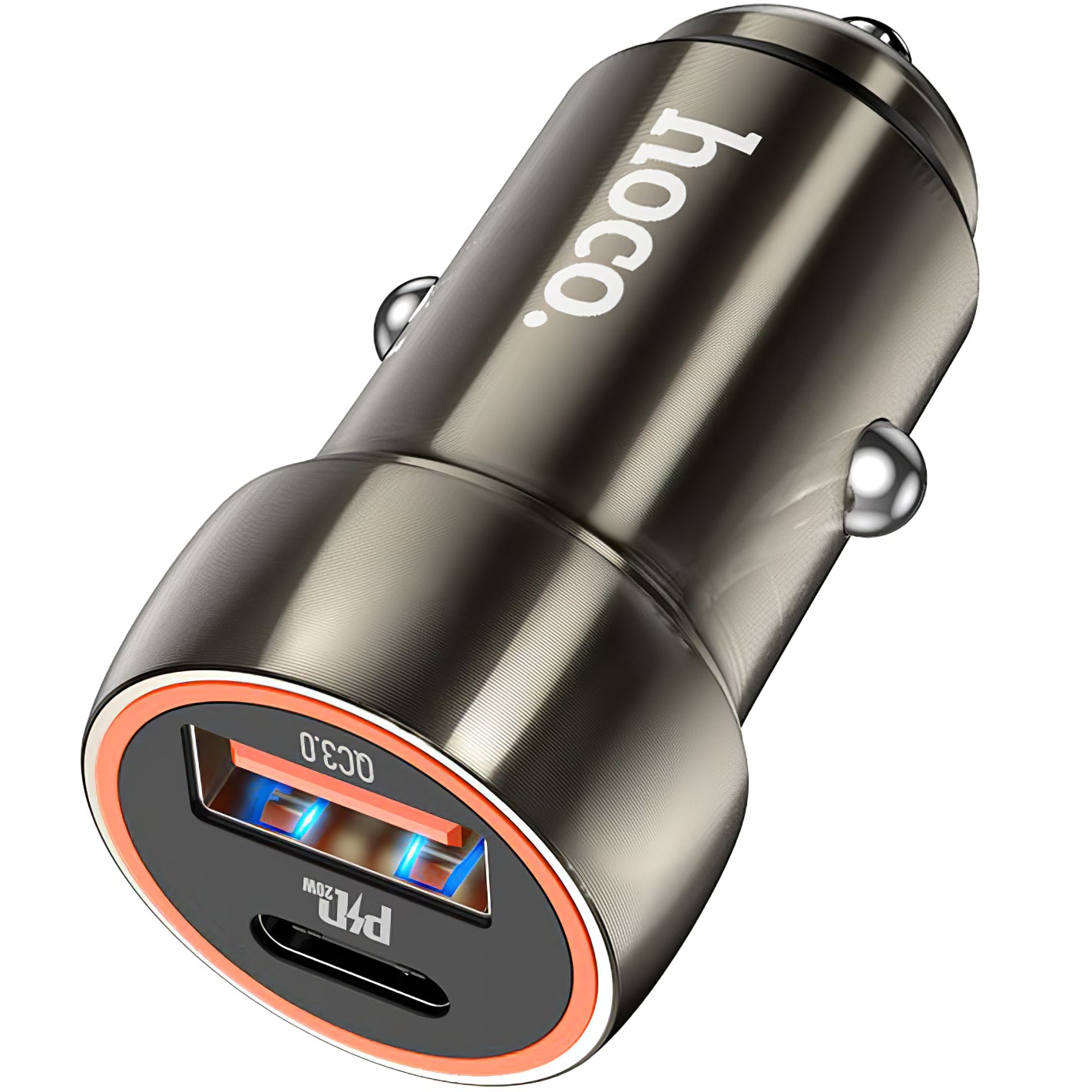Billaddare HOCO Z46A, 20W, 3A, 1 x USB-A - 1 x USB-C, Grå 